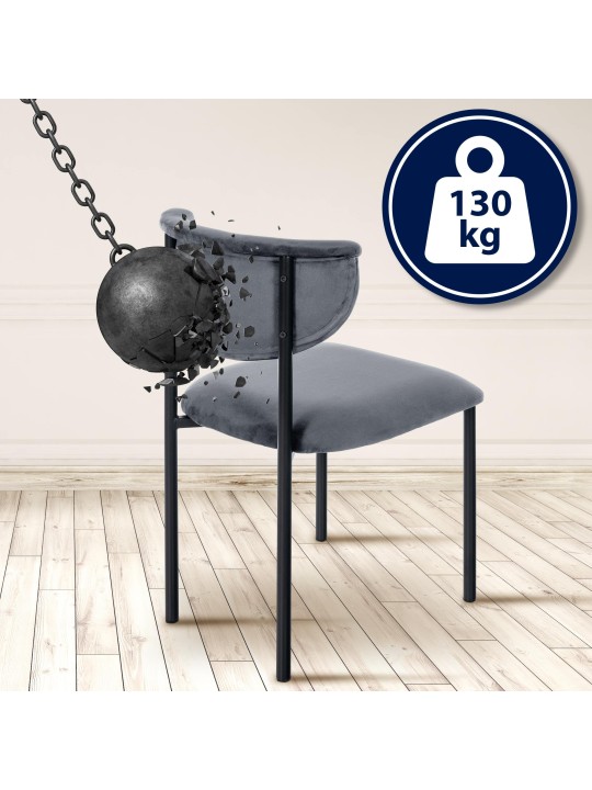 Sæt med 2 besøgsstole Gambell velvet, mørkegrå Sæt med 2 besøgsstole Gambell velvet, mørkegrå