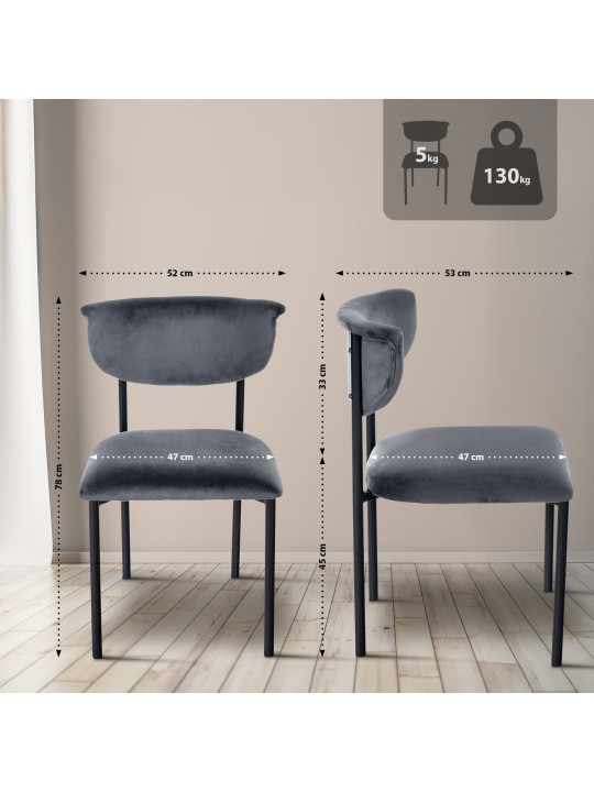 Sæt med 2 besøgsstole Gambell velvet, mørkegrå Sæt med 2 besøgsstole Gambell velvet, mørkegrå