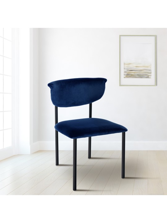 Sæt med 2 besøgsstole Gambell velvet, mørkeblå Sæt med 2 besøgsstole Gambell velvet, mørkeblå