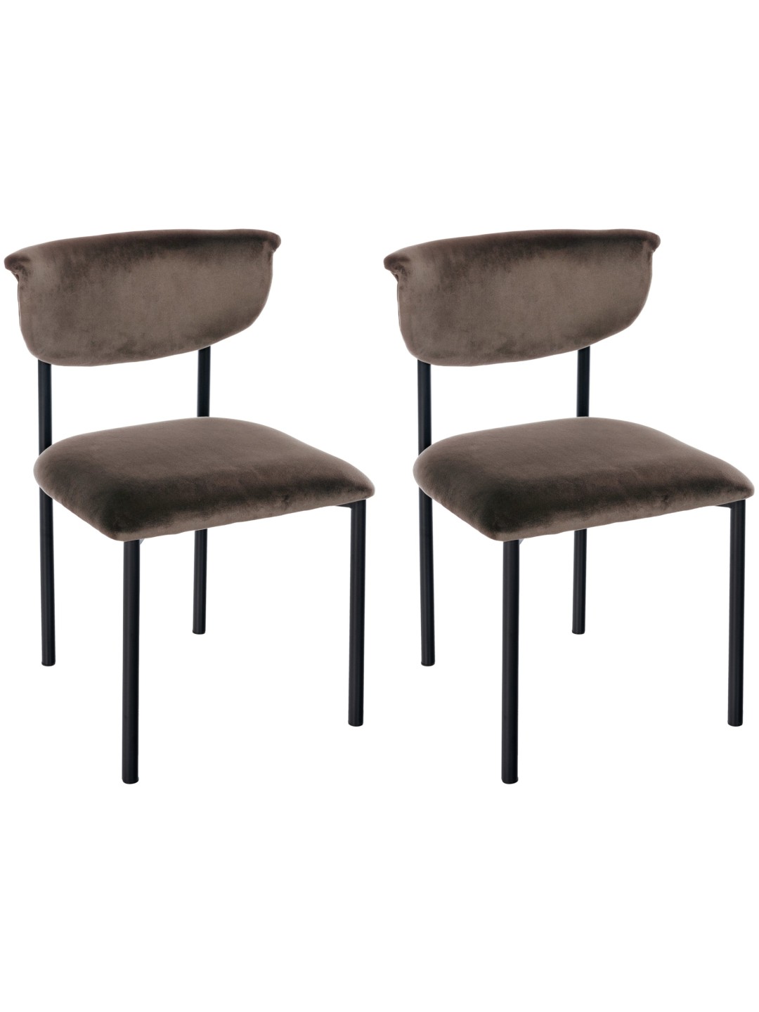 Sæt med 2 besøgsstole Gambell velvet, brun