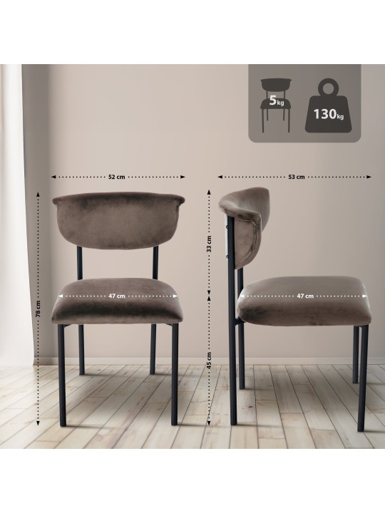 Sæt med 2 besøgsstole Gambell velvet, brun Sæt med 2 besøgsstole Gambell velvet, brun