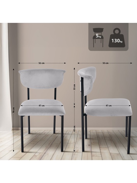 Sæt med 2 besøgsstole Gambell velvet, grå