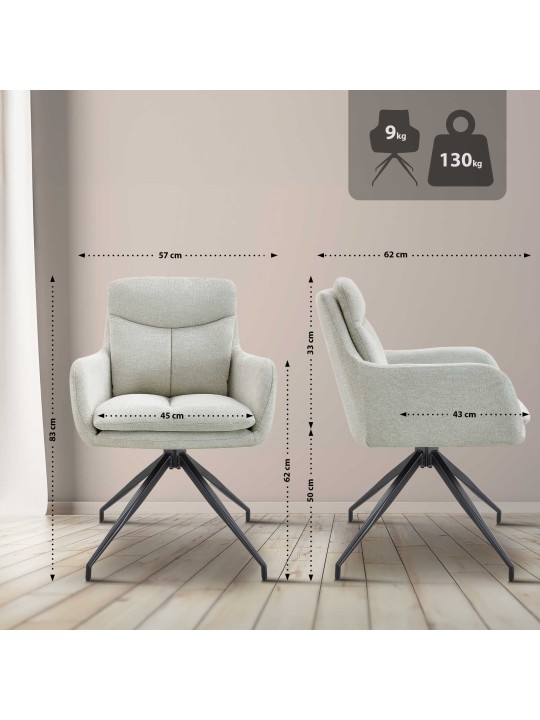 Spisestuestol Somers stof, creme