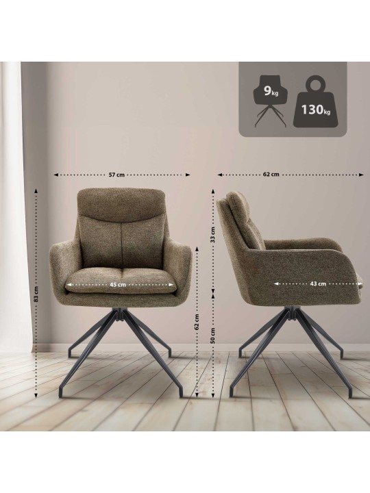 Spisestuestol Somers stof, brun