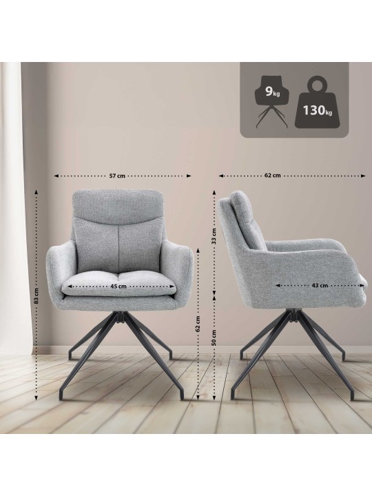 Spisestuestol Somers stof, lysegrå