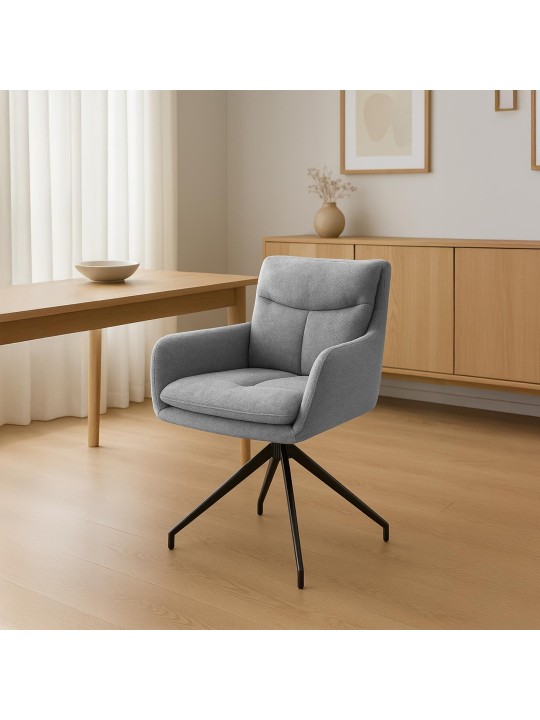 Spisestuestol Somers stof, lysegrå