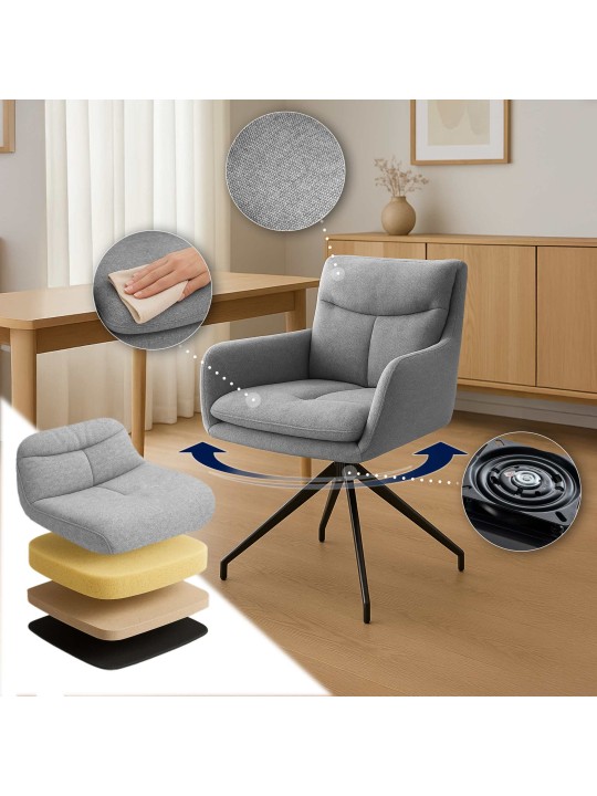 Spisestuestol Somers stof, lysegrå