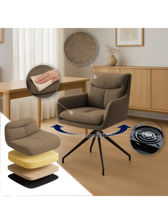 Sæt med 2 spisestuestole Somers stof, brun