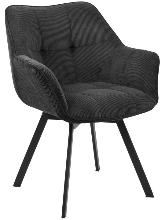Spisestuestol Jordi Cord, sort
