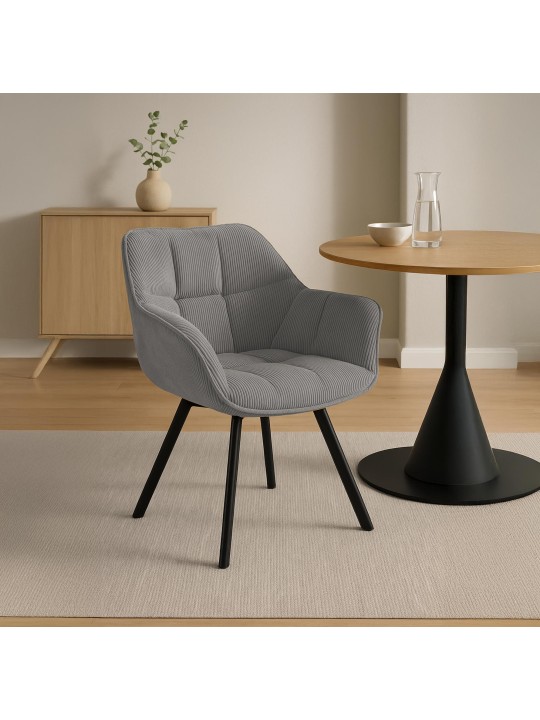 Spisestuestol Jordi Cord, grå