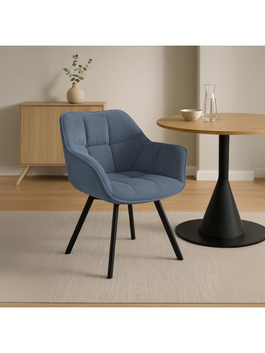 Spisestuestol Jordi Cord, blå