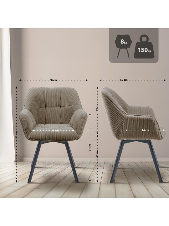 Spisestuestol Jordi Cord, brun