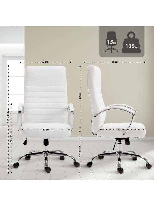 Kontorstol Valais imiteret læder, hvid