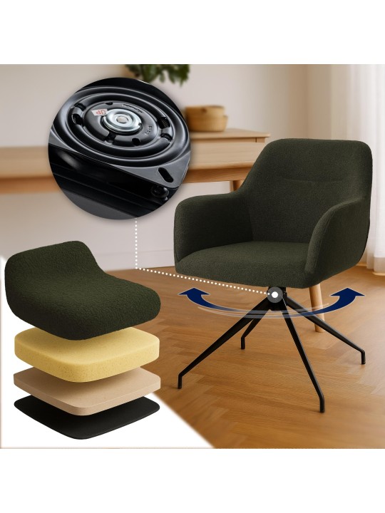 Spisestuestol Merlinda stof Teddy, mørkegrøn