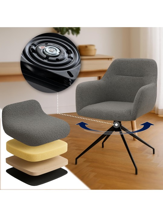 Spisestuestol Merlinda stof Teddy, grå