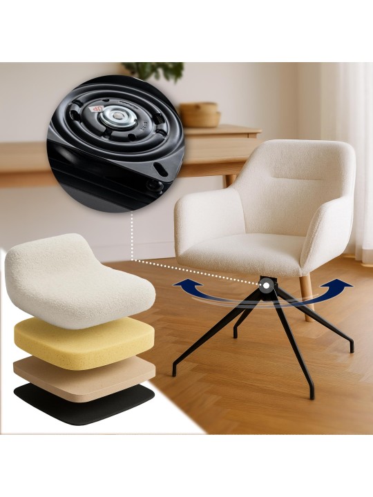 Spisestuestol Merlinda stof Teddy, creme