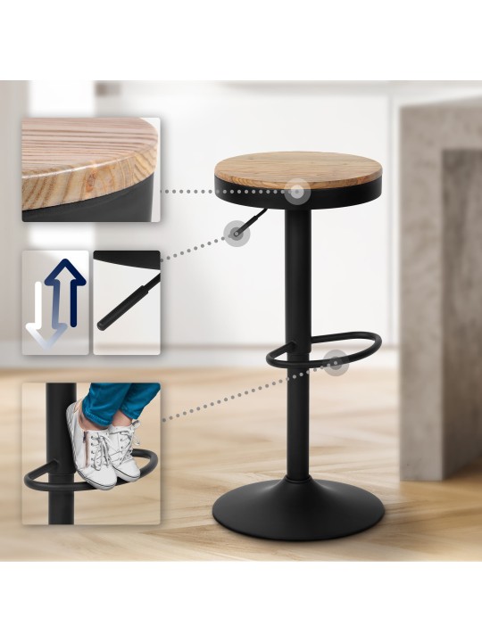 Sæt med 2 barstole Pitas, natur