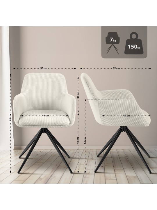 Olema Cord spisestuestol, creme