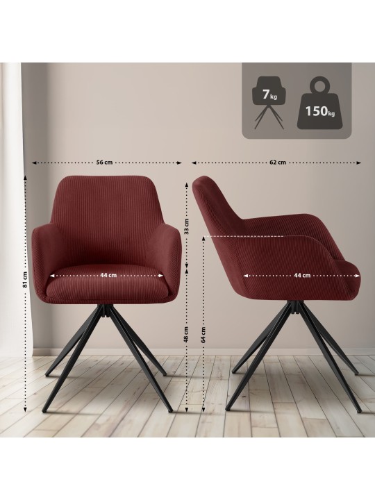 Olema Cord spisestuestol, bordeaux