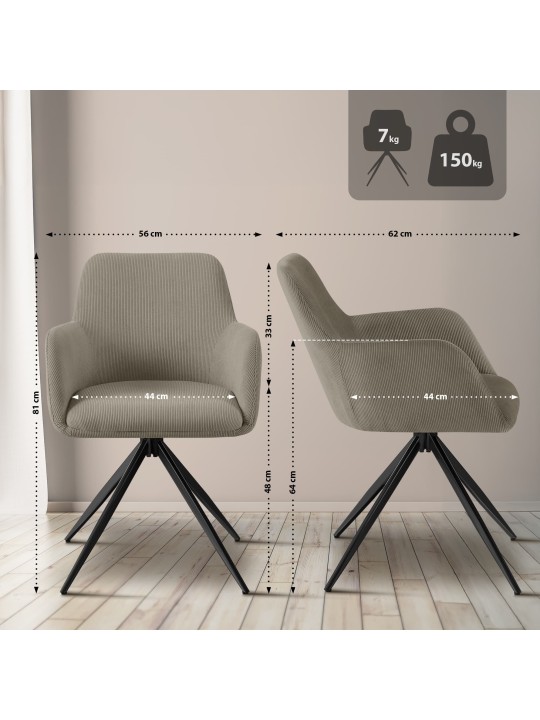 Olema Cord spisestuestol, taupe