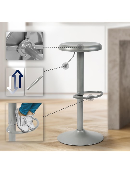 Sæt med 2 barstole Williston, sølv