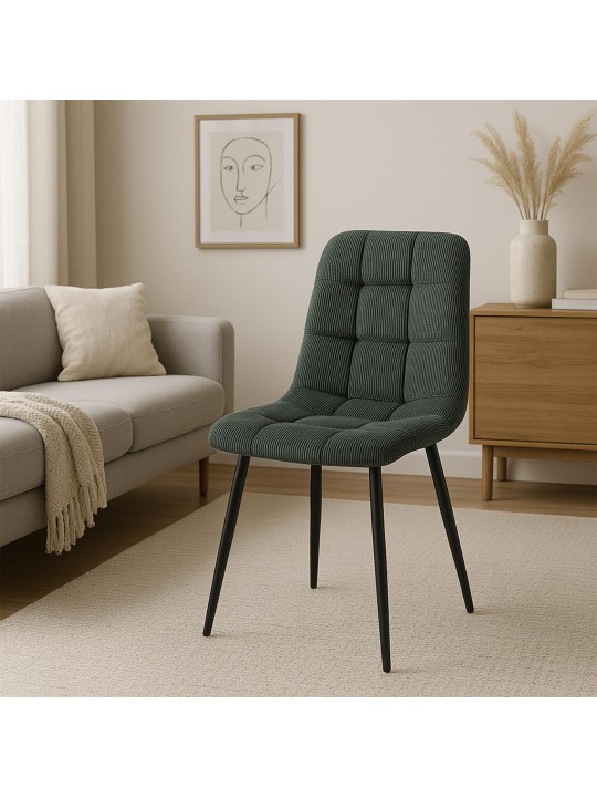 Sæt med 2 spisestuestole Tilde Cord, grøn