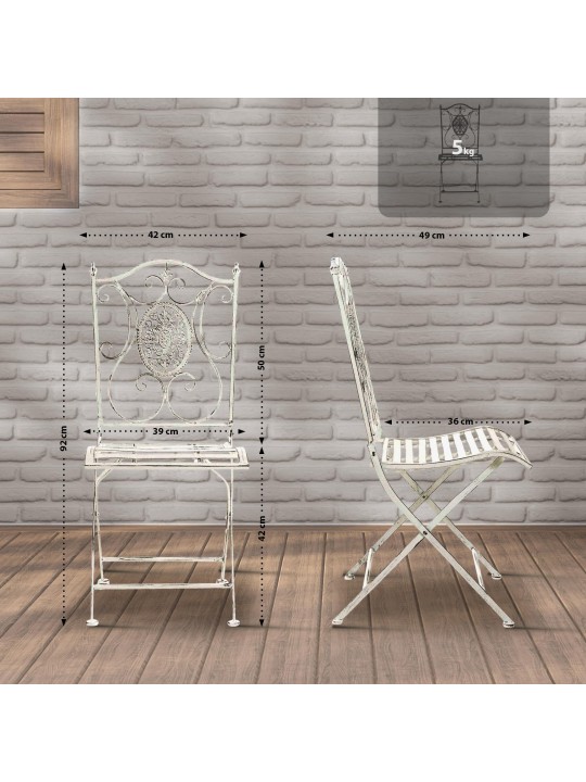 Sæt med 2 stole Sibell, antik hvid