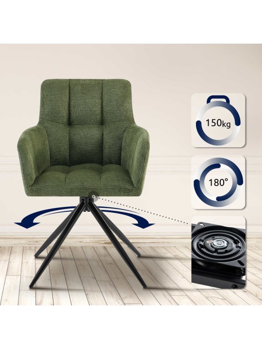 Sæt med 2 spisestuestole Jonah stof, grøn Sæt med 2 spisestuestole Jonah stof, grøn