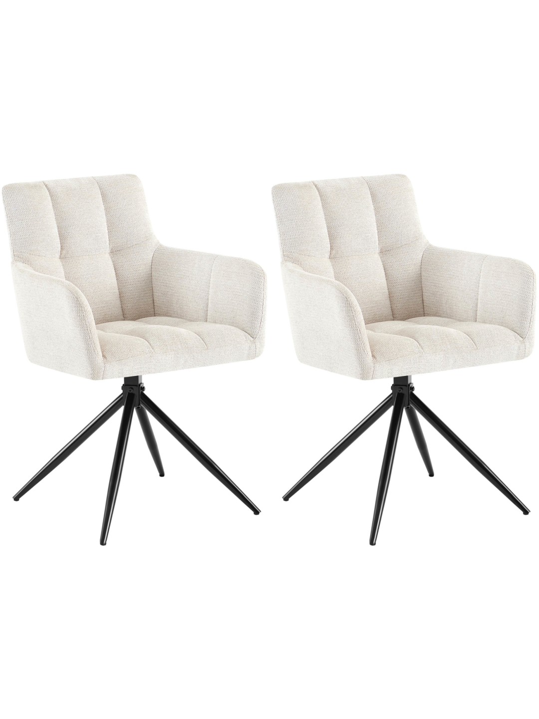 Sæt med 2 spisestuestole Jonah stof, creme