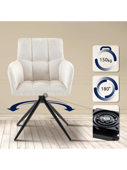 Sæt med 2 spisestuestole Jonah stof, creme Sæt med 2 spisestuestole Jonah stof, creme