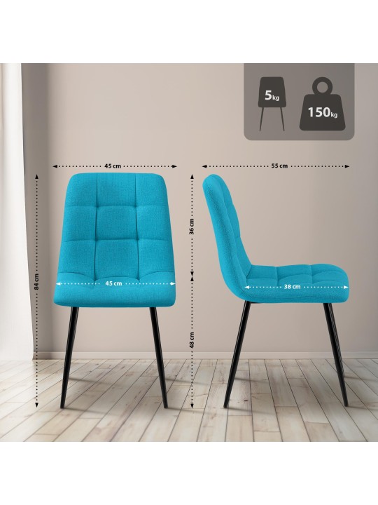 Spisestuestol Tilde stof, turkis