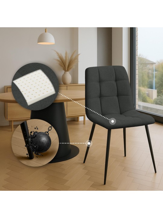 Sæt med 4 spisestuestole Tilde Stof, mørkegrå