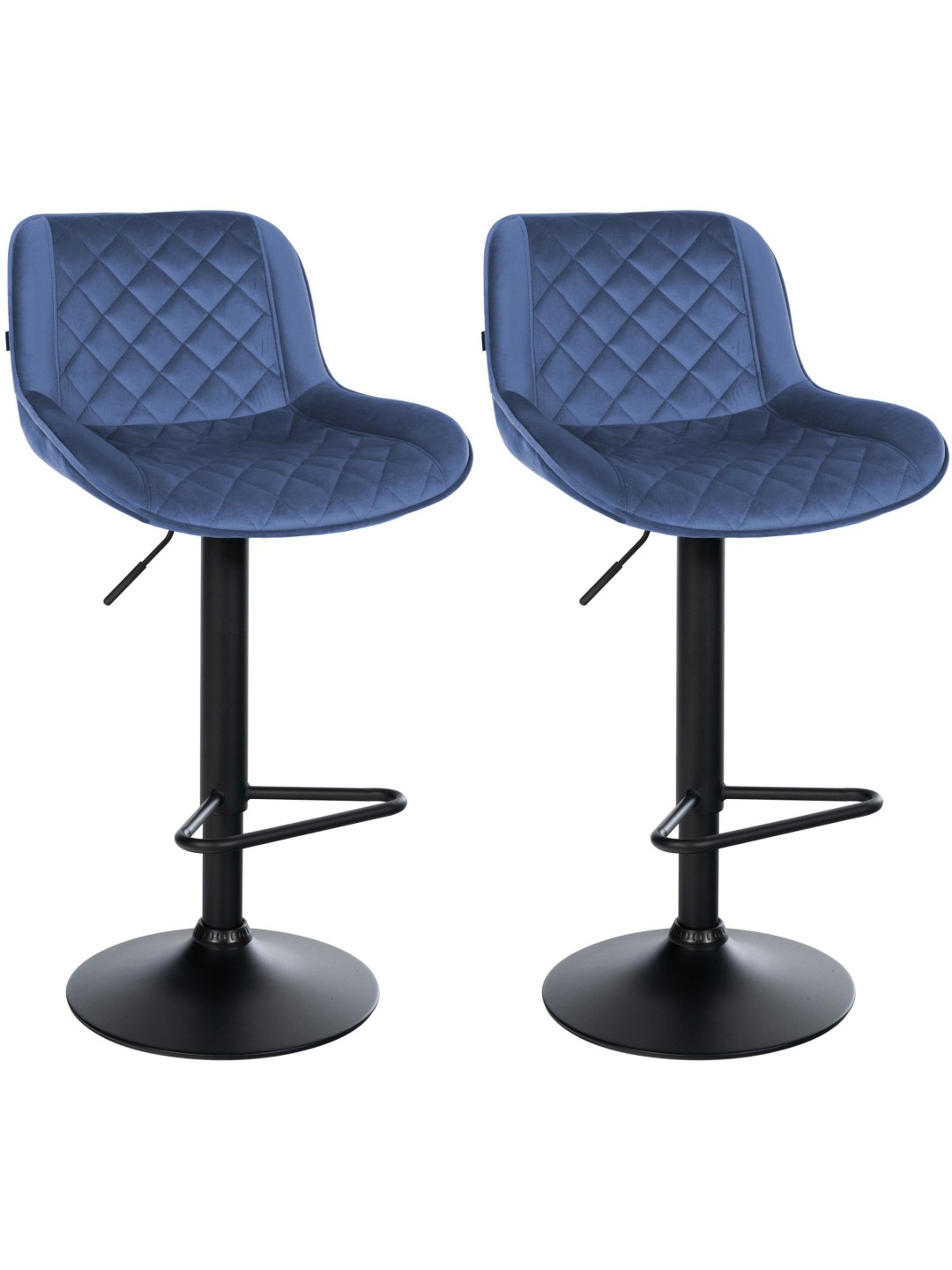 Sæt med 2 barstole Kasson velvet, blå