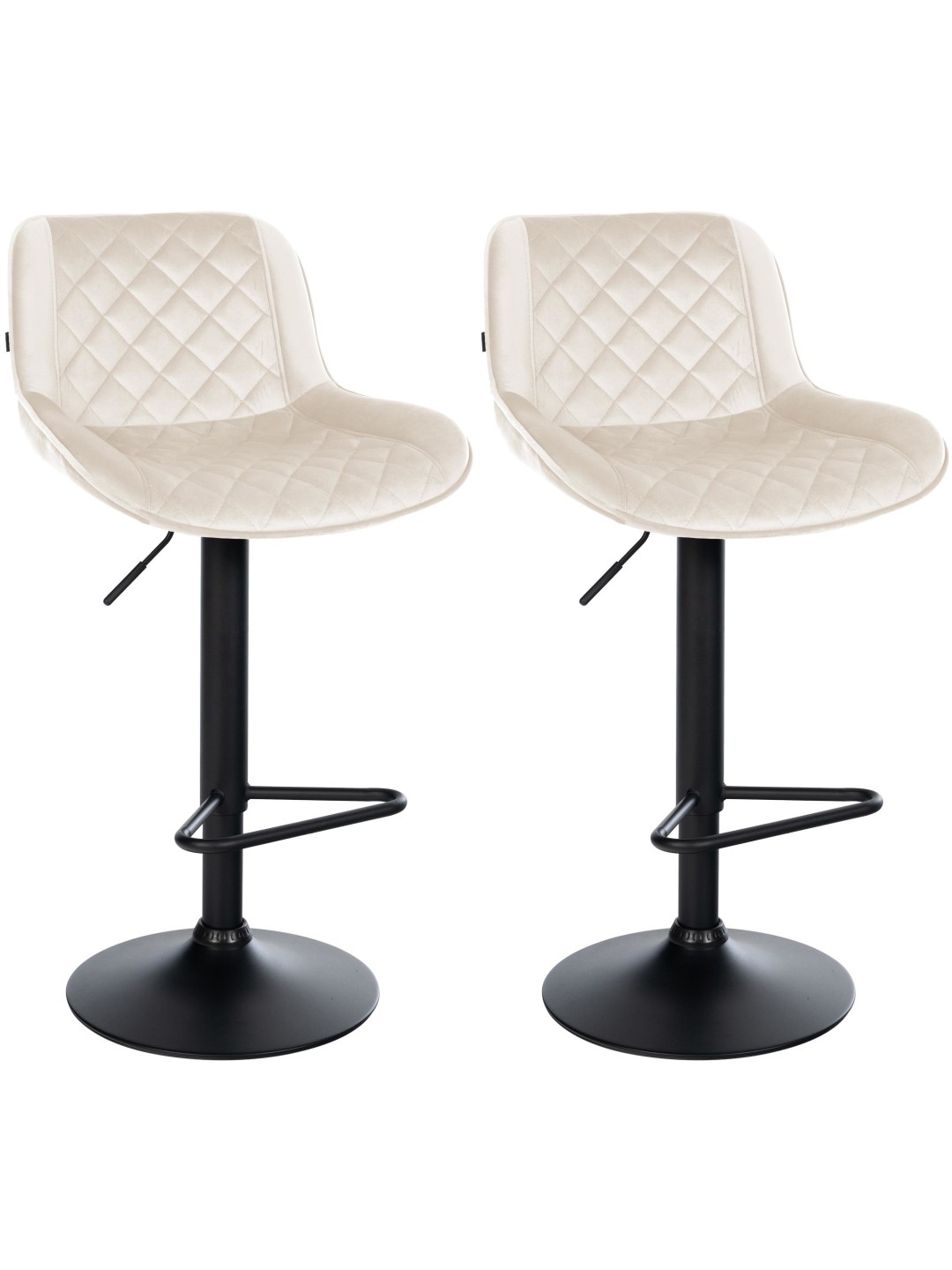 Sæt med 2 barstole Kasson velvet, creme