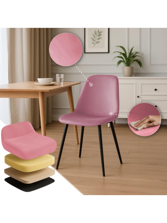 Maryam spisestuestol i fløjl, lyserød