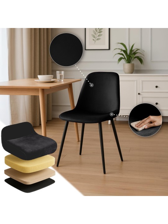 Maryam spisestuestol i fløjl, sort Maryam spisestuestol i fløjl, sort