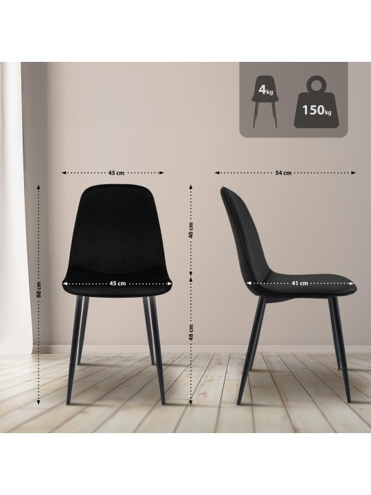 Maryam spisestuestol i fløjl, sort Maryam spisestuestol i fløjl, sort