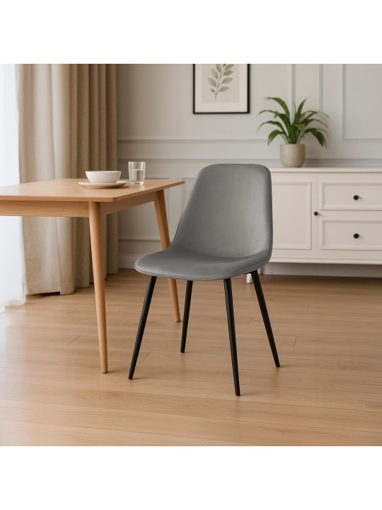 Maryam spisestuestol i fløjl, lysegrå