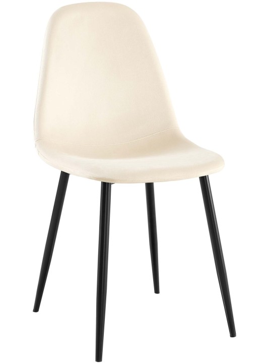 Napier spisestuestol i fløjl, creme