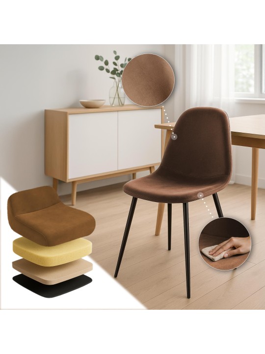 Napier spisestuestol i fløjl, brun