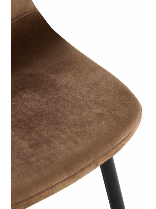 Napier spisestuestol i fløjl, brun
