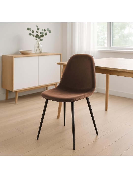 Napier spisestuestol i fløjl, brun