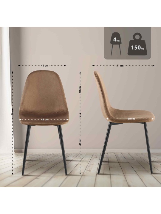 Napier spisestuestol i fløjl, brun