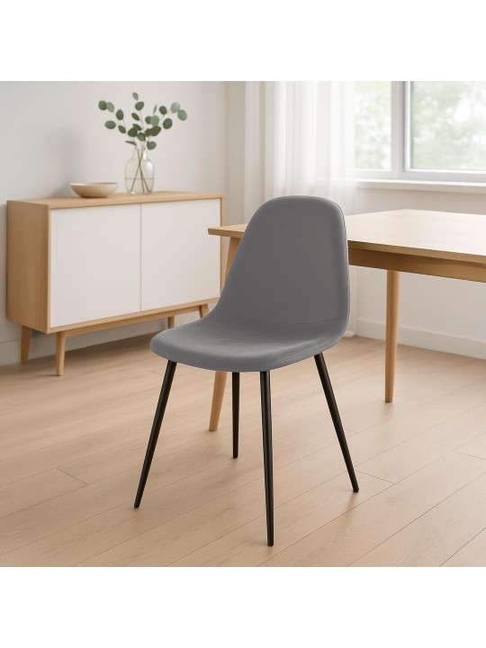 Napier spisestuestol i fløjl, grå Napier spisestuestol i fløjl, grå