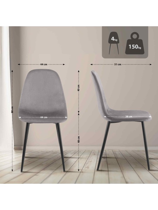 Napier spisestuestol i fløjl, grå Napier spisestuestol i fløjl, grå