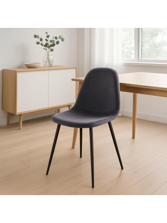 Napier spisestuestol i fløjl, mørkegrå