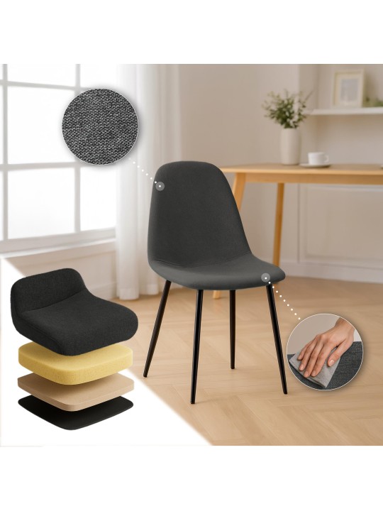 Spisestuestol Napier stof, grå