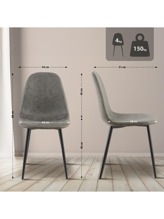 Napier Vintage spisestuestol i imiteret læder, mørkegrå