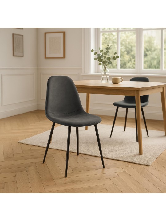 Napier Vintage spisestuestol i imiteret læder, sort