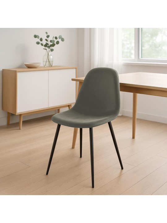 Napier spisestuestol i fløjl, antracit